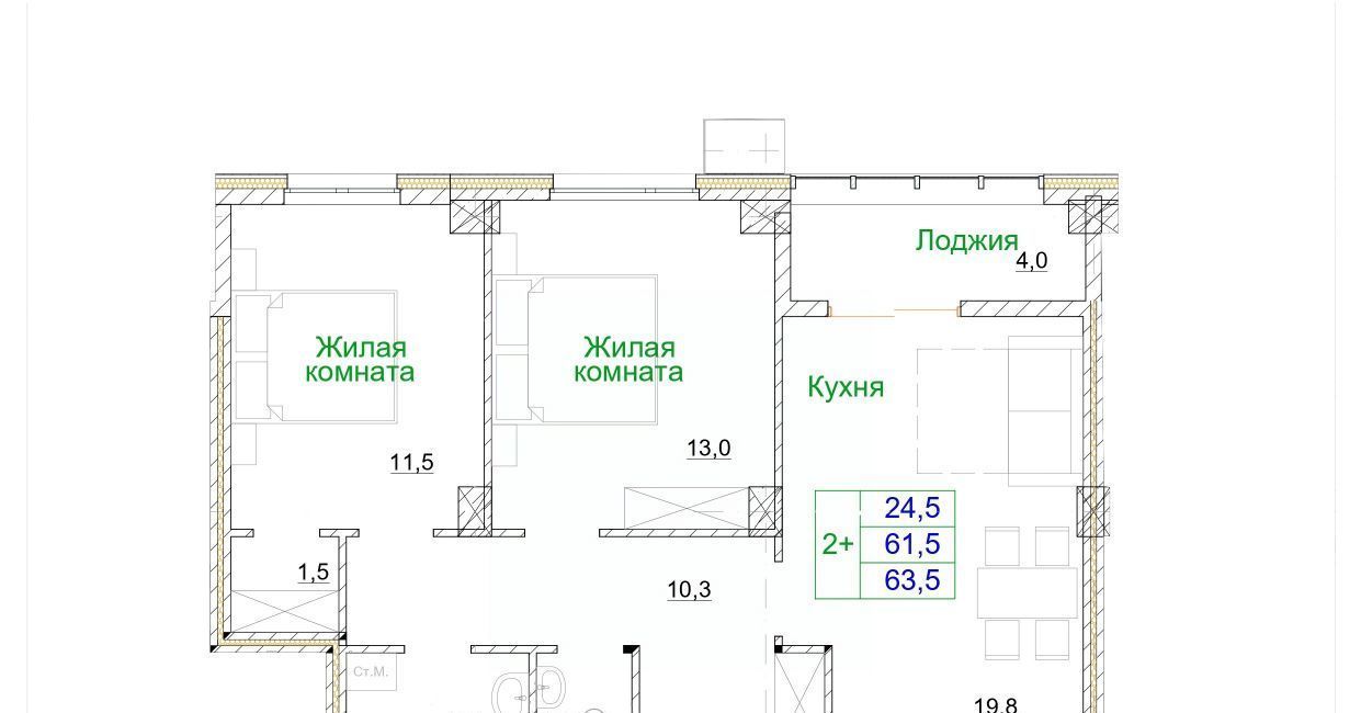 квартира г Старый Оскол микрорайон Космос 11 фото 1