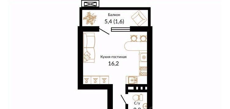 квартира г Краснодар р-н Прикубанский ЖК Южане фото 1