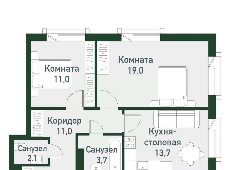 квартира р-н Сосновский п Западный р-н мкр Привилегия Кременкульское с/пос фото 1