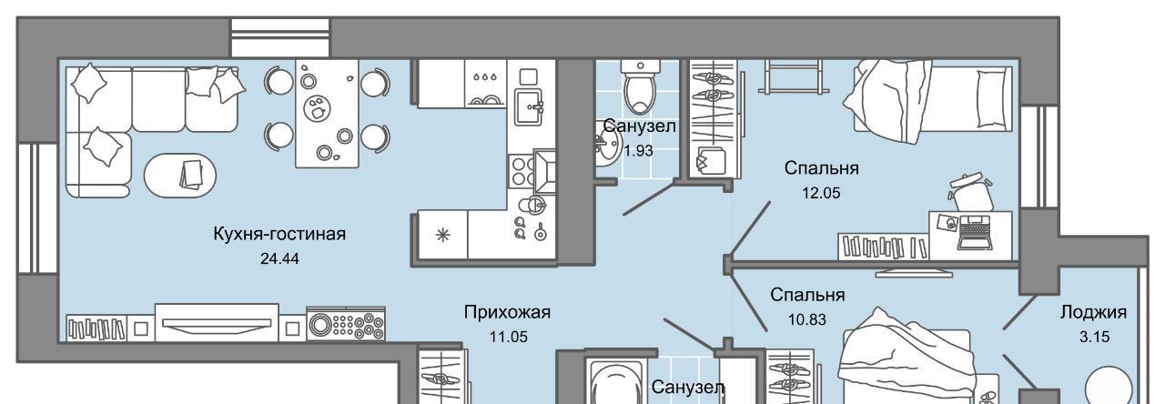 квартира г Ульяновск р-н Заволжский Новый Город ЖК Центрополис 4 Центральный кв-л фото 1