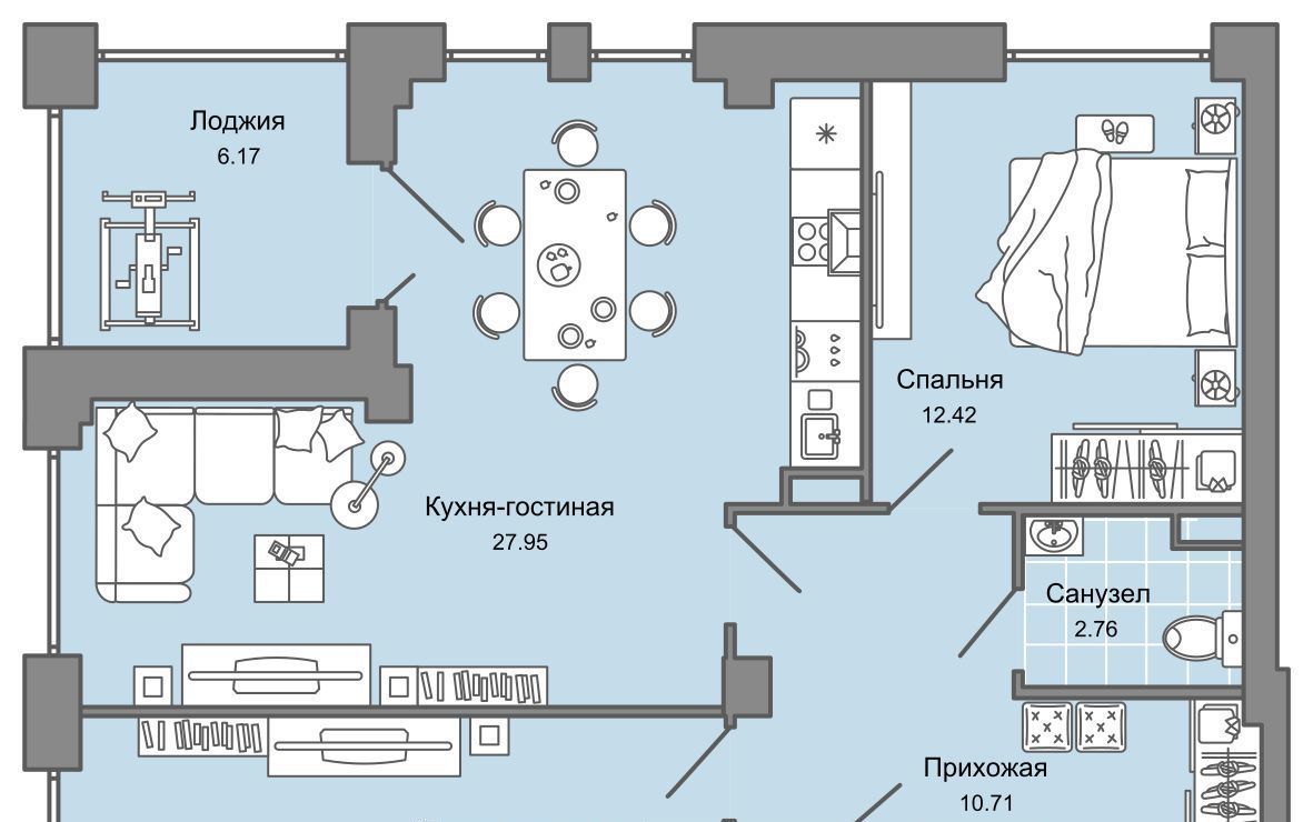 квартира г Ульяновск р-н Заволжский Новый Город ЖК Центрополис 1 Центральный кв-л фото 1