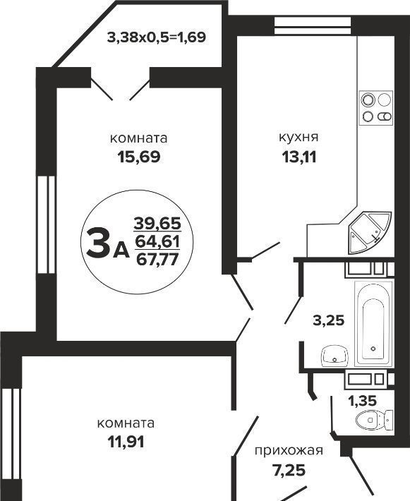 квартира г Краснодар р-н Прикубанский Музыкальный ул им. Дунаевского И.И. фото 1