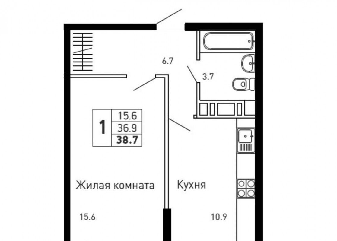 квартира г Краснодар р-н Прикубанский ул им. Героя Яцкова И.В. 1/11 4 фото 14