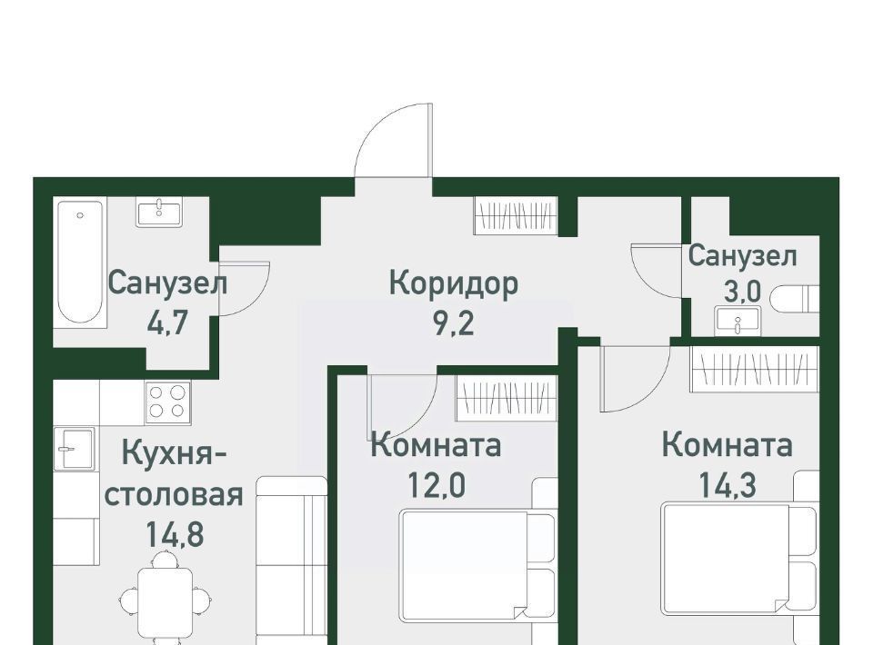 квартира п Западный р-н мкр Привилегия ул Спортивная 20 Кременкульское с/пос фото 1