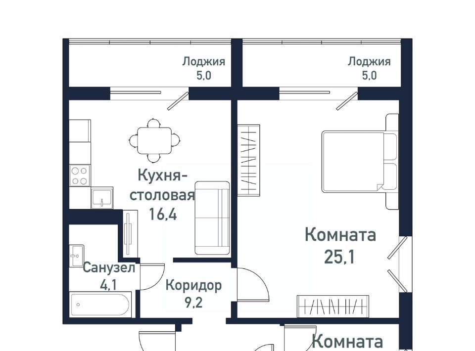 квартира р-н Сосновский п Западный р-н мкр Притяжение Кременкульское с/пос, 7-й кв-л фото 1