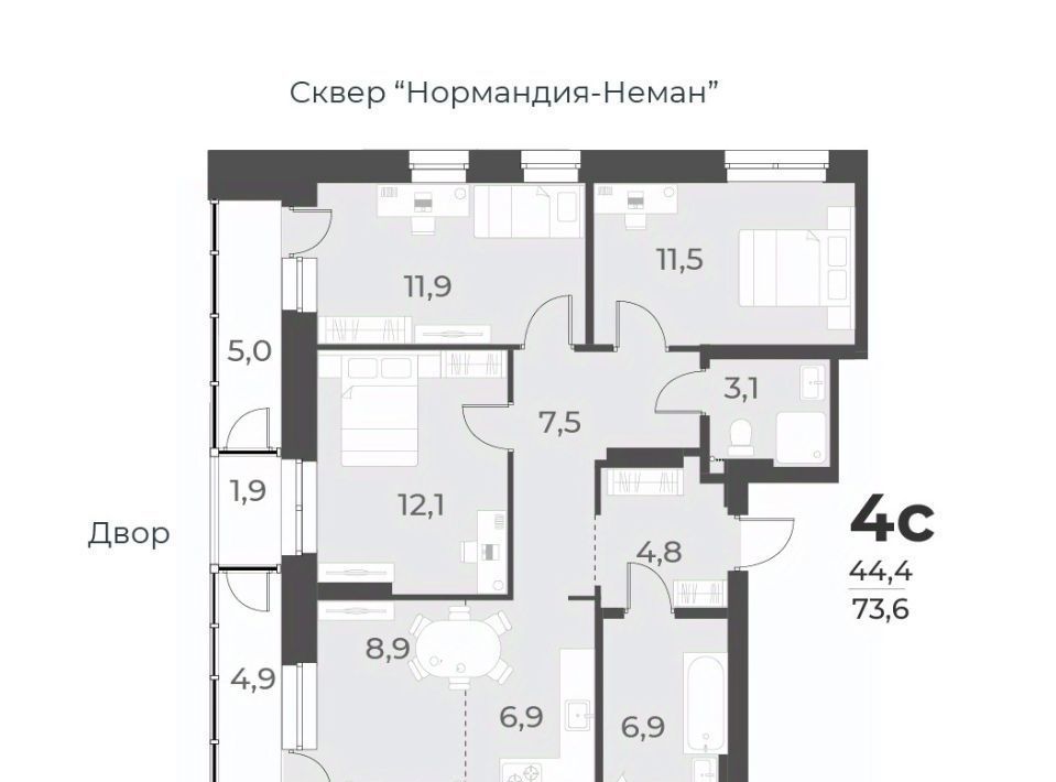 квартира г Новосибирск Заельцовская ул Аэропорт 64 фото 1