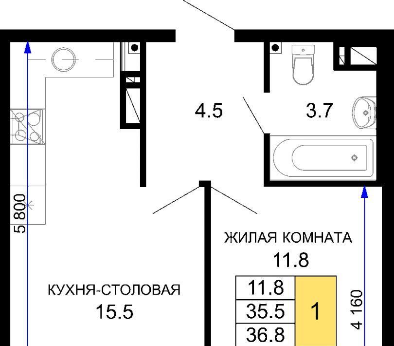 квартира г Краснодар р-н Прикубанский ЖК «Дыхание» фото 1