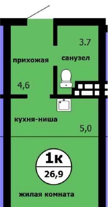 квартира г Красноярск р-н Ленинский Завода СК, Садоводческое товарищество Химик фото 1