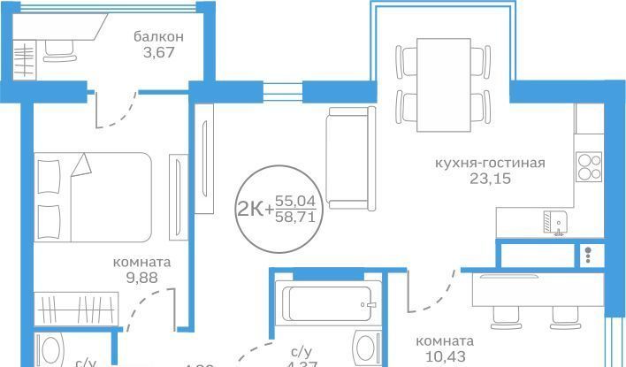 квартира г Тюмень р-н Калининский ЖК Меридиан Запад фото 1