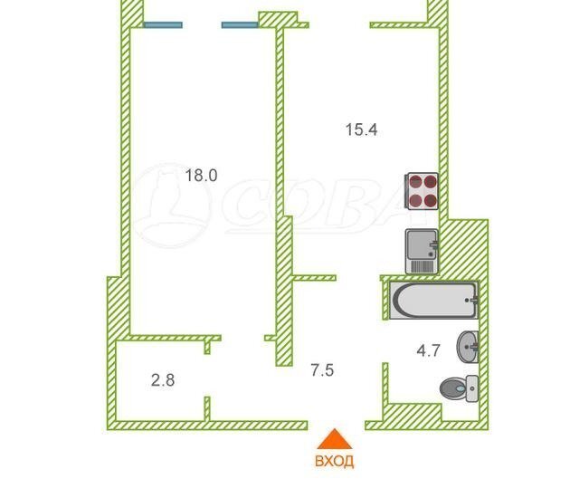 квартира г Тюмень ул Мельникайте 34 фото 16