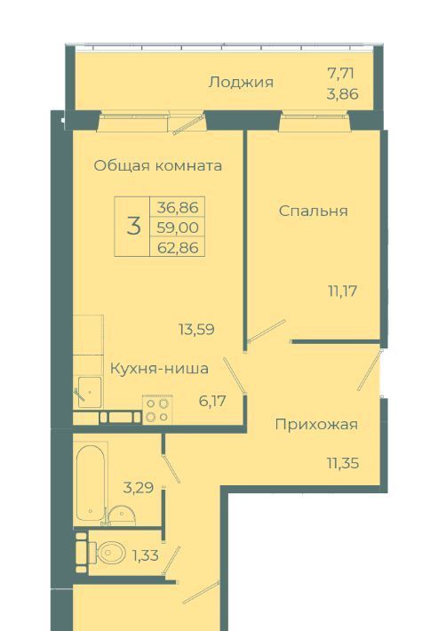 квартира г Кемерово р-н Заводский ул 1-я Линия 18в/2 фото 1