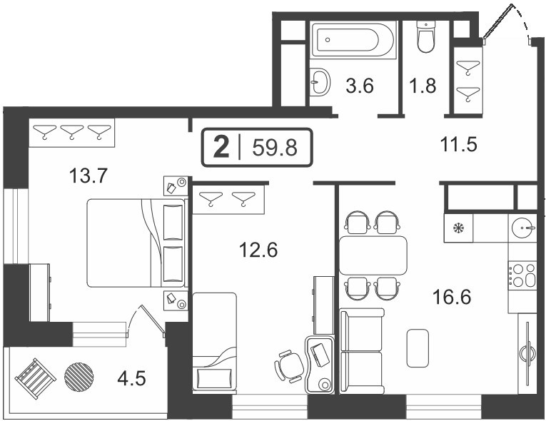 квартира г Тюмень ул Мельникайте 2к/19 фото 6