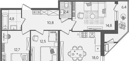 квартира г Краснодар р-н Карасунский ул Новороссийская 102/4 фото 1