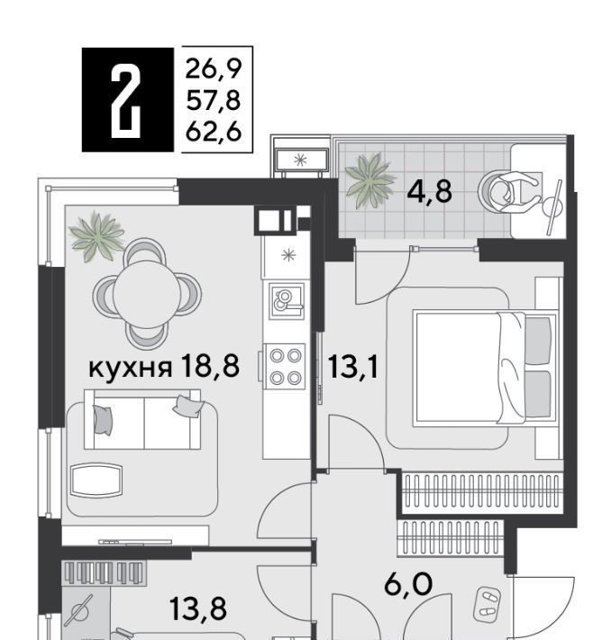 квартира г Краснодар р-н Прикубанский ЖК «Парк Победы» фото 2